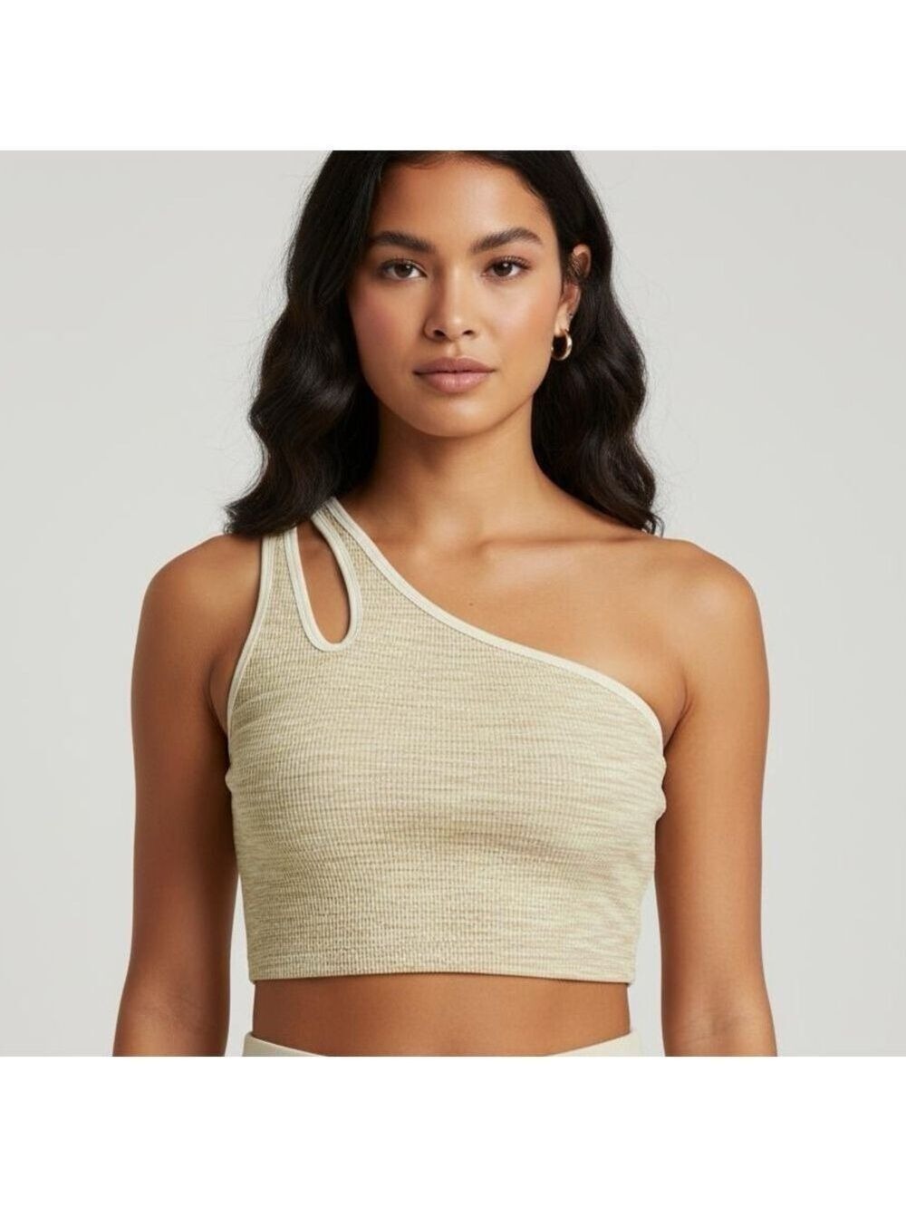 Aerie OFFLINE XL Recharge One Shoulder Crop Top Least Support Ribbed XL